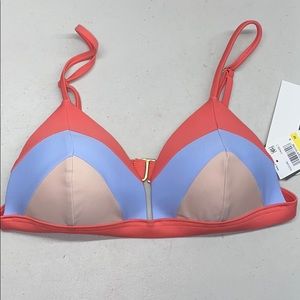 hula honey pink and blue medium push up bikini top